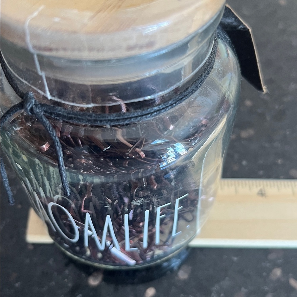 Rae Dunn #Momlife Glass Jar with 300 Bobby Pins - Picture 7 of 7